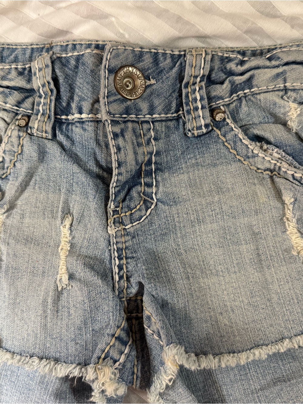 Amethyst Jeans Light Blue Distressed Denim Shorts